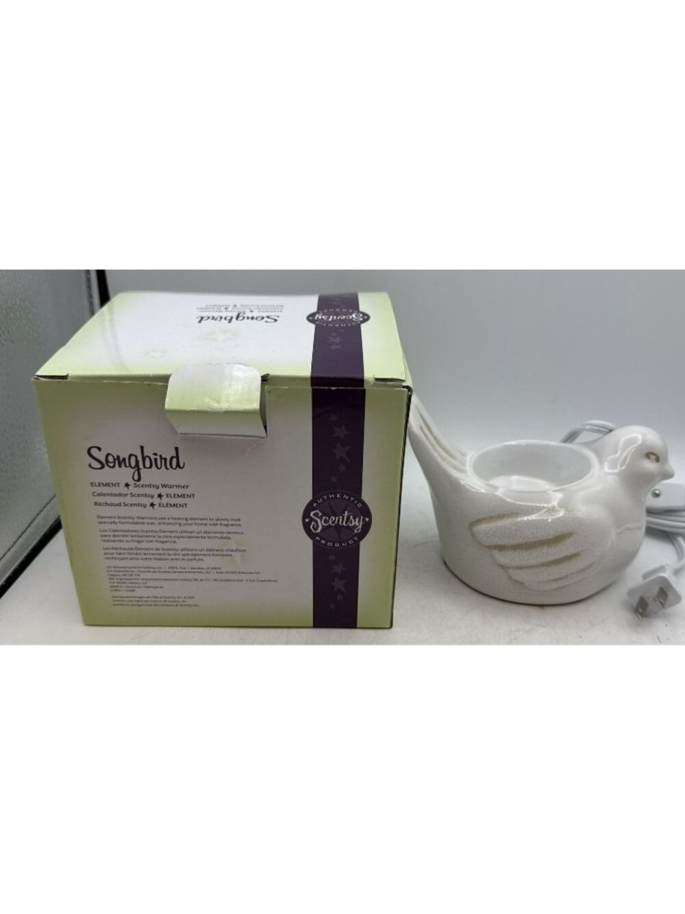 Song Bird Crackle Finish Scentsy Element Warmer White NIB